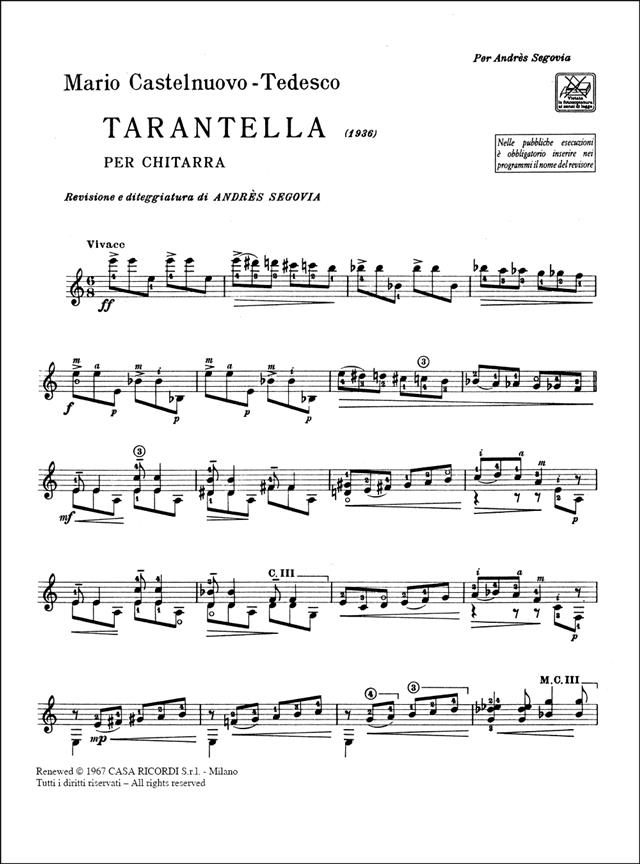 Tarantella (1936), Per Chitarra - pro kytaru